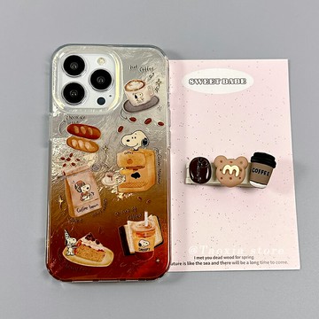 趣味面包咖啡卡通適用iPhone15promax手機殼蘋果13保護殼新款15pro小眾14硅膠12高級感