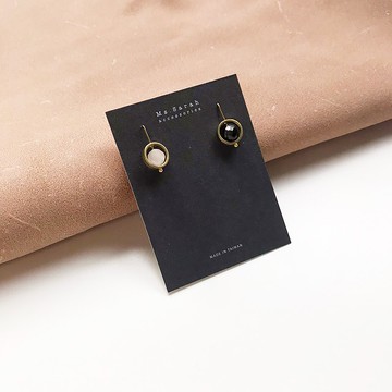 靜謐天然石_黃銅耳環_碧璽(可改夾)