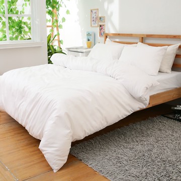 【eyah】台灣製造純彩壓花雲絲絨 單人/雙人/加大/被套 床包組 素雅白