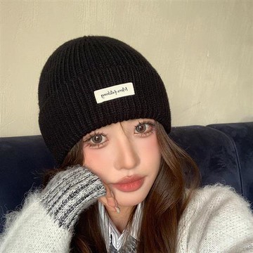 【巴黎精品】毛帽針織帽-簡約純色護耳百搭套頭顯臉小女帽子8色a1ip35