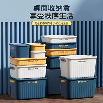 雜物玩具收納箱 宿捨家用衣櫃 客廳大容量零食儲物箱 帶蓋桌麵收納盒。