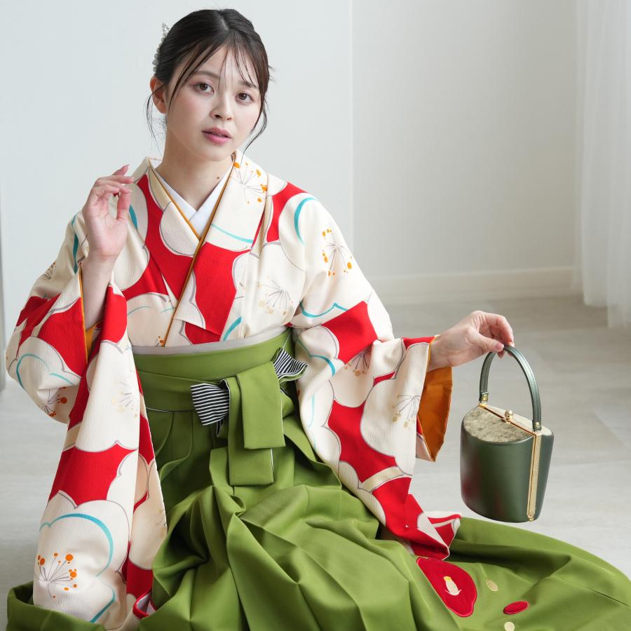 袴 レンタル 卒業式 袴 2尺袖着物 袴 17点セット 紅一点 レトロ モダン 