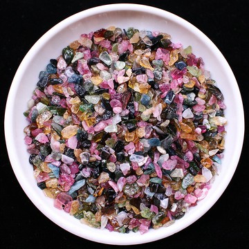 天然碧璽碎石擺件彩色水晶碎石水晶石原石毛料花瓶裝飾美甲石頭