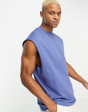 ASOS DESIGN oversized fit vest in mid blue-Navy