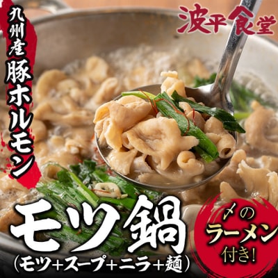 九州産豚ホルモン もつ鍋 セット(もつ鍋スープ800g、豚大腸500g、麺120g、ニラ100g)