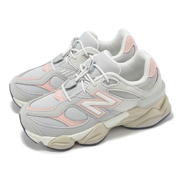 New Balance NB 童鞋 9060 寬楦 中童鞋 灰 粉紅 復古 抽繩 休閒鞋 NB PV9060EL-W