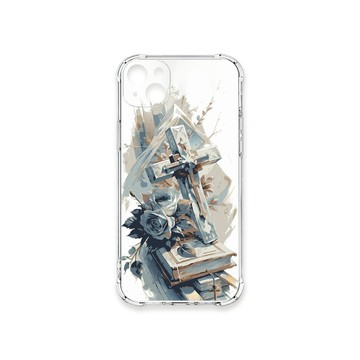 iPhone 14 Plus 殼 TRON IPhone 14 PLUS 十字架水彩 四角防摔殼 手機殼