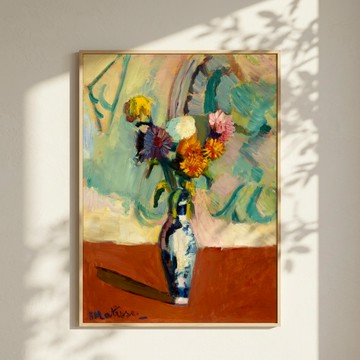 LIGHTO 掛畫｜馬諦斯 Henri Matisse｜Bouquet, vase chinois - 銀色鋁框-大尺寸