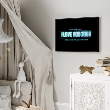 I love you 3000 - 銀箔款畫布/字體排印掛畫/兒童房掛畫/銀色