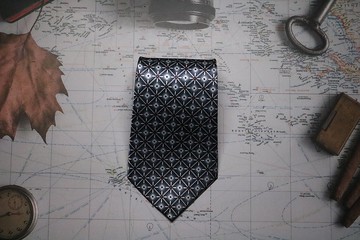 銀灰色復古花紋真絲領帶/紳士裝necktie