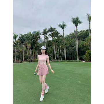 Regolf氣質運動薄款透氣減齡短袖女高爾夫女套裝百褶裙夏季網球裙