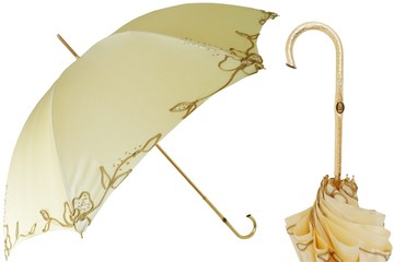 Pasotti 葩莎帝 刺绣伞金色手柄晴雨伞-香槟色