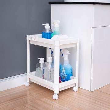 威瑪索 多用途收納二層置物架/收納架-附輪/掛勾-長36寬22.8高40-(2色)