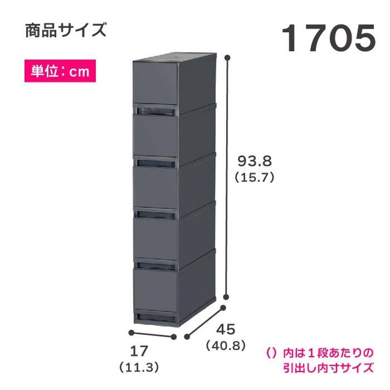 衣装ケース 収納ケース プラスチック 引き出し チェスト 5段 幅17cm