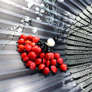 菩提渡 原創手工天然紅豆相思豆掛件包掛件情侶鑰匙掛件飾品可愛