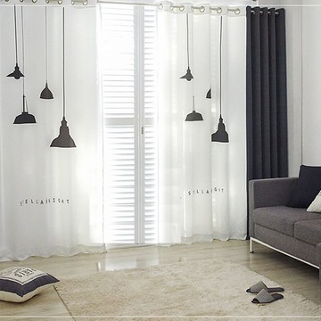 韓式小清新簡約現代全遮光布料北歐風隔音落地短窗簾定制臥室陽臺