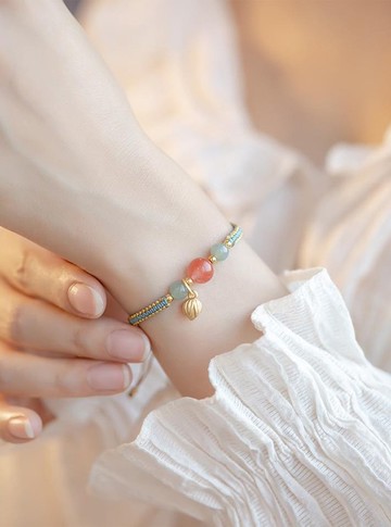 南紅瑪瑙轉運珠/小眾手鏈/中國風可調節/編織手繩女生禮物