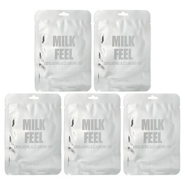 Lapcos, 牛奶感覺，去角質和清潔墊，5 片，每片 0.24 盎司（7 克）