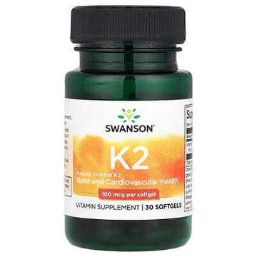 Swanson, 天然維生素 K2，100 微克，30 粒軟凝膠