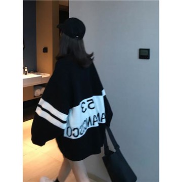 早秋黑色衛衣女潮ins韓版寬松bf慵懶風2025年新款減齡中長款外套