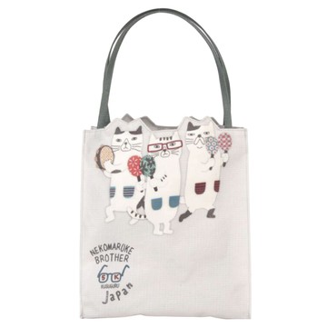 kUSUgURU JAPAN 日本眼鏡貓 狂歡high咖眼鏡貓 雜誌包/手提包  25 x 23 x 12cm  灰色