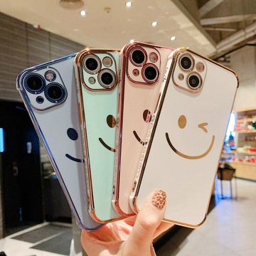 電鍍側邊笑臉 防摔保護殼 手機殼 適用於蘋果 iPhone16 15 14 13 12 11 ProMax 78Plus