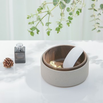 camino｜RAFAEL 盛物圓盤（深碗） 煙燻木 自然木 二款 - 深灰X自然木