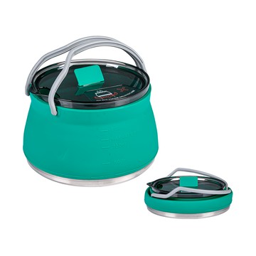 OUTSY 便攜直火加熱矽膠摺疊鍋/水壺 多種爐具適用 摺疊設計 304不鏽鋼鍋底  糖果藍  1個