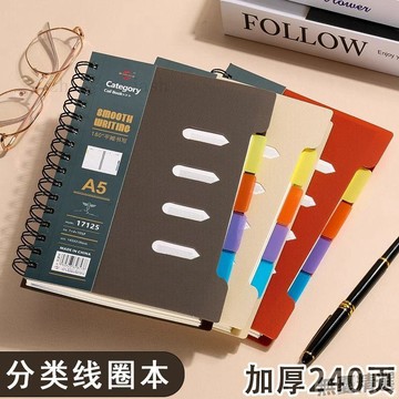 💖嚴選優品A5彩色分類線圈本橫線筆記本B5記事本學生男女線圈本記事本