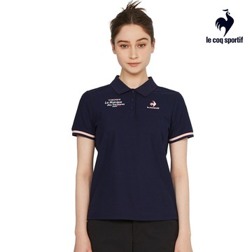 【LE COQ SPORTIF 法國公雞】網路獨家 女款藏青色休閒經典短袖POLO衫LWT22941