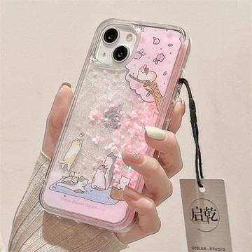 粉色櫻桃貓咪適用三星s24ultra手機殼s23+/s21fe流沙s8/a04少女心a15可愛a24新款a35卡通a52s/a53防摔a54/a71