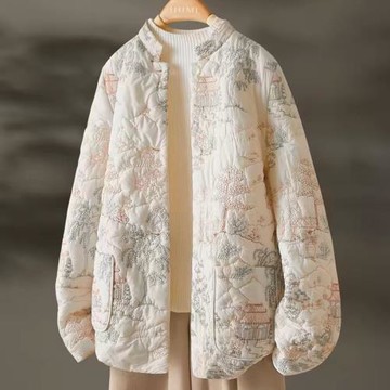 撿漏~重工冬服棉襖刺繡棉服外套女冬季新款高級感秋冬新中式棉衣