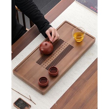 簡約茶盤家用儲水排水干泡茶盤小長方竹制現代茶托盤功夫茶具茶臺