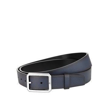 藍色/黑色35毫米雙面皮帶