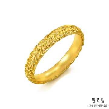 點睛品 古典編織紋 黃金戒指_計價黃金(港圍11)