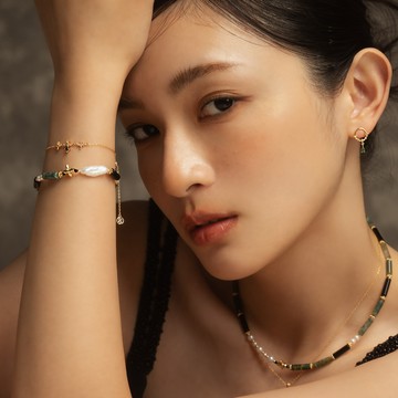 (絕版) 女爵 | 水草瑪瑙 黑瑪瑙 黑尖晶 珍珠 | 天然水晶手鍊