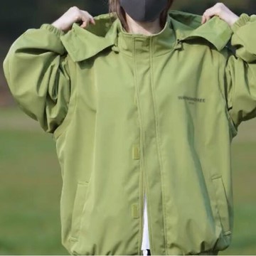 愛依依 風衣外套 防風外套 棉衣外套 S-XL新款可拆袖連帽衝鋒衣外套男女同款運動休閒防風外套-10656.