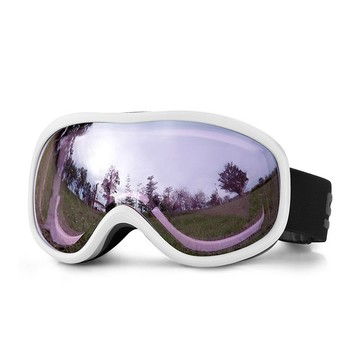 滑雪鏡-XS (附盒)『砂白框/紫淺水片』HX-043 戶外 休閒 旅遊 滑雪 冬季 滑雪鏡
