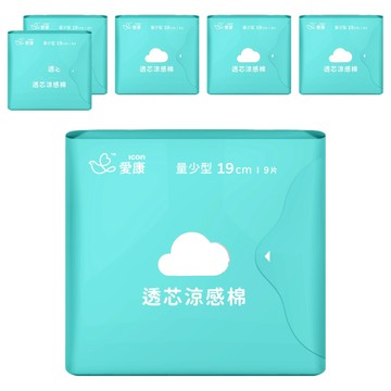 icon 愛康 透芯涼感衛生棉  量少型(19cm)  9片  6包