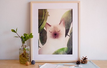 Poster Siamese cat leaf
