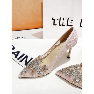 輕奢名媛高級感~裸粉色高跟鞋女細跟2026新款好看透氣網紗性感單