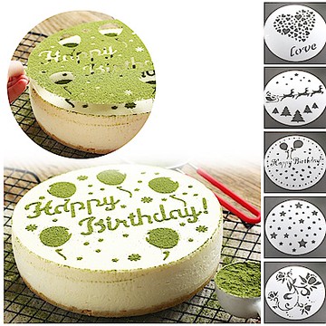 kiret 設計師蛋糕裝飾 噴花 印花模 糖粉篩 過篩模具-5件組