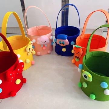 兒童節禮物✨兒童玩具 創意玩具 小學生禮物 幼稚園禮物 可愛抱抱桶時尚毛氈伴手禮包寶寶滿月週歲生日禮袋創意禮品盒圓形