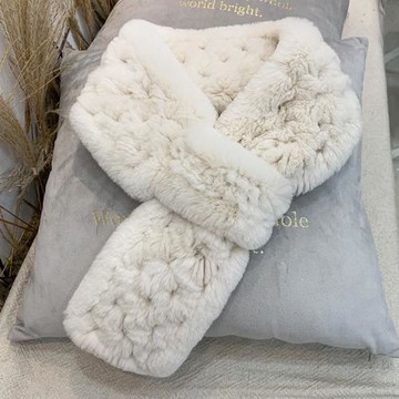 皮草的秘密 皮草圍巾女冬季新款柔軟獺兔毛編織圍巾真毛皮草圍脖