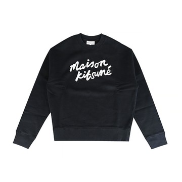 Maison Kitsuné 書寫燙印LOGO圓領長袖棉質T恤(黑x白/男款)