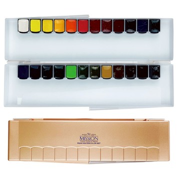 【Mission】金級 塊狀 水彩 24色 含 防彈 玻璃 調色盤 /組 MPW-2024