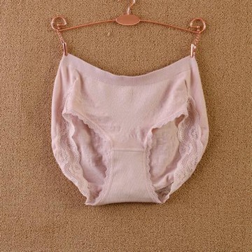 外貿單女士針織一體彈力蕾絲中腰三角褲內褲平角褲007136