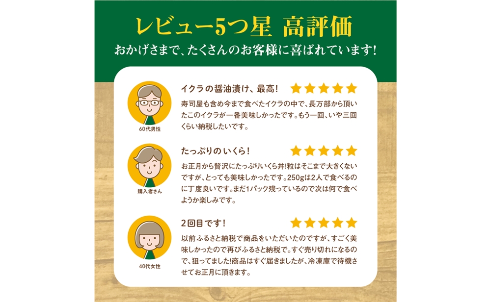 北海道産 いくら醤油漬（冷凍）２５０ｇ×２パック入り