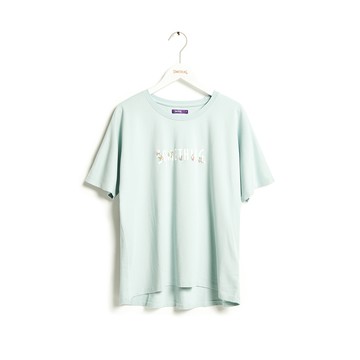 SOMETHING｜女裝｜紫標小花刺繡印花短袖T恤