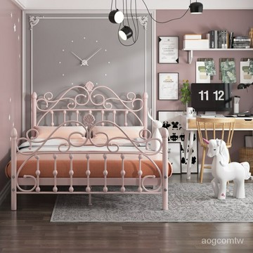 ??快速出貨?? 附發票 輕奢 鐵藝床 歐式床架 簡約 現代 公主床 ins網紅 兒童床 女孩 單人床 雙人床 床架 Dzes